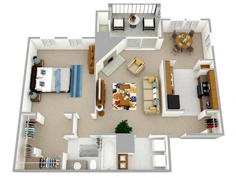 Floor plan for 1 bed, 1 bath, 785 sqft